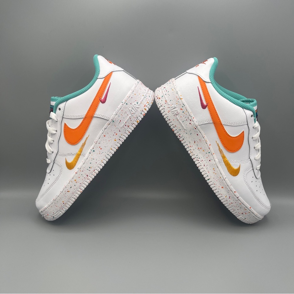 Nike Air Force 1 LV8 GS Big Girl 7Y Casual Shoes White/Safety Orange \Women #8.5 - Picture 11 of 16
